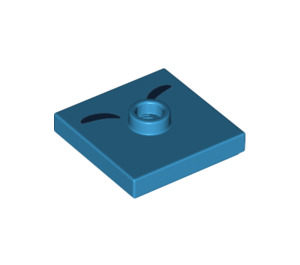 LEGO Dark Azure Plate 2 x 2 with Groove and 1 Center Stud with Black eyebrows (23893 / 69887)