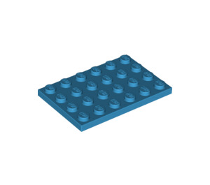LEGO Dark Azure Plate 4 x 6 (3032)