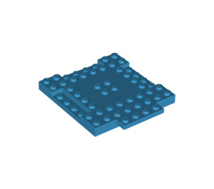 LEGO Dark Azure Platte 8 x 8 x 0.7 mit Cutouts und Ledge (15624)
