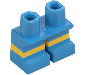 LEGO Dark Azure Short Legs with Yellow Stripe (16709 / 41879)