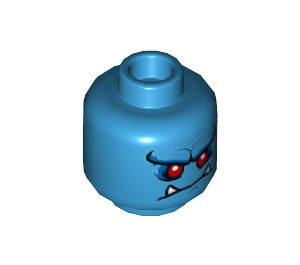 LEGO Dark Azure Silver Horn Demon Minifigure Head (Recessed Solid Stud) (3626 / 68970)