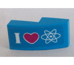 LEGO Dark Azure Slope 1 x 2 Curved with I Love Science Sticker (11477)