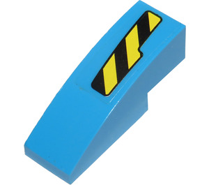 LEGO Dark Azure Slope 1 x 3 Curved with Black and Yellow Danger Stripes Cutout Pattern Right Sticker (50950)