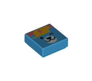 LEGO Dark Azure Tile 1 x 1 with Bear Face with Groove (3070 / 69453)