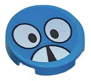 LEGO Dark Azure Tile 2 x 2 Round with Eyes and Mandibles with No Eyelids Sticker with Bottom Stud Holder (14769)