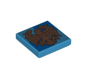 LEGO Dark Azure Tile 2 x 2 with Ravenclaw Symbol with Groove (3068 / 107486)