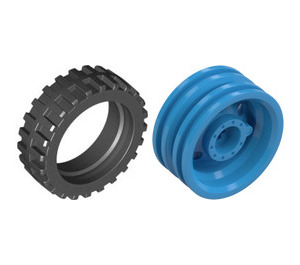 LEGO Dark Azure Tire Ø 43.2 x 14 with Rim, Narrow Ø30 x 14 with Axle Hole