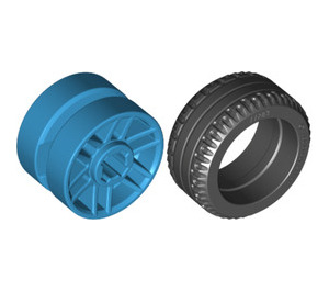 LEGO Тъмнолазурно Tyre Normal / Narrow Ø 21 x 9,9 with Rim Narrow Ø14.6 x 9.9