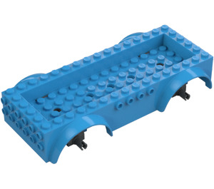 LEGO Mörk Azure Fordon Bas 8 x 16 x 2.5 med Dark Stone grå Hjul Holders med 5 hål (65094)