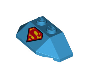 LEGO Dark Azure Wedge 2 x 4 Triple with Supergirl Logo (36022 / 47759)