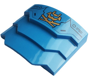 LEGO Dark Azure Wedge 3 x 4 with Stepped Sides with Rings, Lines, Samurai Sticker (66955)