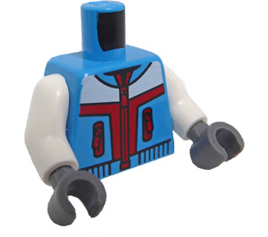 LEGO Tmavě azurová Žena s Tmavě azurová Zipped Bunda Minifigurka Trup (973 / 76382)