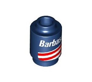 LEGO Mörkblå Kloss 1 x 1 Runda med "Barbasol" med öppen knopp (3062 / 103614)