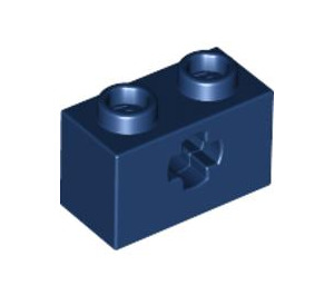 LEGO Donkerblauw Steen 1 x 2 met As gat ('X'-opening) (32064)