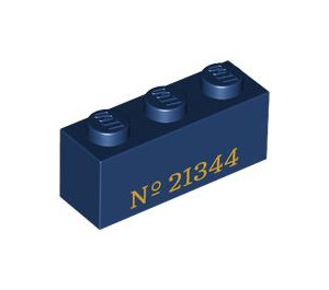LEGO Dark Blue Brick 1 x 3 with 'No 21344' (3622 / 104837)