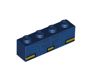 LEGO Dark Blue Brick 1 x 4 with Gold and Lines (3010 / 39081)