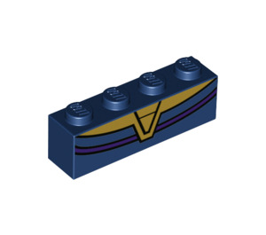 LEGO Dark Blue Brick 1 x 4 with Gold Neck (3010 / 38575)