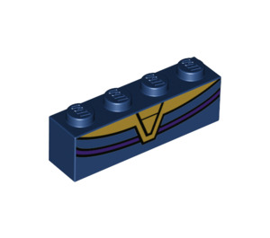 레고 진한 파란색 벽돌 1 x 4 ~와 함께 Gold Neck (3010 / 38575)
