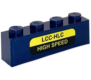 LEGO Dark Blue Brick 1 x 4 with LCC-HLC HIGH SPEED Sticker (3010)