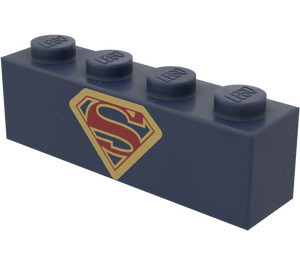 LEGO Bleu foncé Brique 1 x 4 avec rouge et Gold Superman logo (3010)
