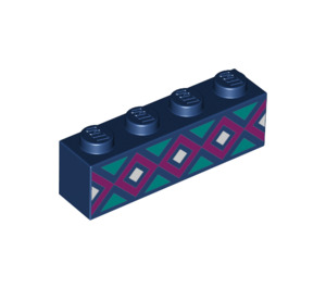 LEGO Dark Blue Brick 1 x 4 with Squares (3010 / 59115)