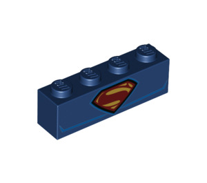 LEGO Dunkelblau Backstein 1 x 4 mit superman Logo (3010 / 39079)