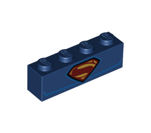 LEGO Azul oscuro Ladrillo 1 x 4 con superman logo (3010 / 39079)