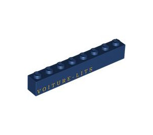 LEGO Dark Blue Brick 1 x 8 with 'VOITURE LITS' (3008 / 105409)