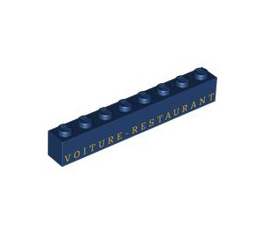 LEGO Bleu foncé Brique 1 x 8 avec 'VOITURE RESTAURANT' (3008 / 105410)