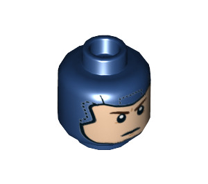LEGO Dark Blue Captain America with White Jumpsuit Minifigure Head (Recessed Solid Stud) (3626 / 46005)