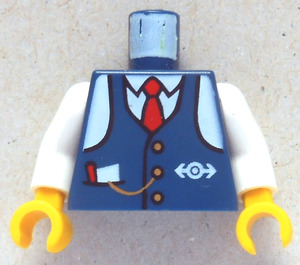 LEGO Blu scuro Conductor Charlie Busto con Bianco Braccia e Giallo Mani (973)