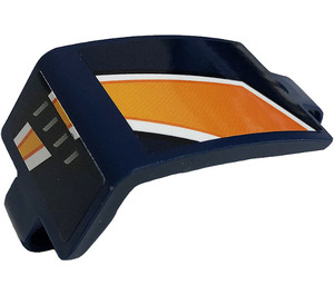 LEGO Dark Blue Curved Panel 3 x 6 x 3 with Air Vent, Orange, Stripes (Right) Sticker (24116)