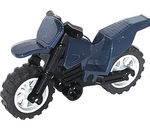 LEGO Dark Blue Dirt Bike with Black Chassis and Medium Stone Gray Wheels