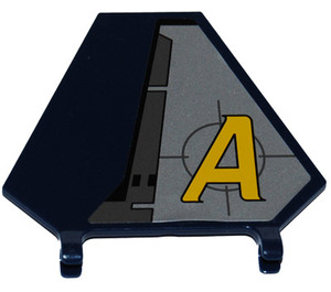 LEGO Dark Blue Flag 5 x 6 Hexagonal with Yellow Agents Logo Right Sticker with Thin Clips (51000)