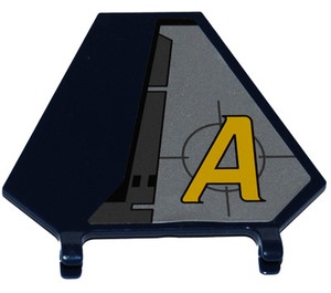 LEGO Donkerblauw Vlag 5 x 6 Hexagonal met Geel Agents logo Rechts Sticker met dunne clips (51000)