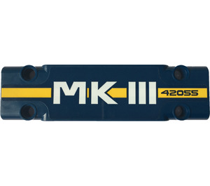 LEGO Dark Blue Flat Panel 3 x 11 with 'MKIII 42055' on Yellow Stripe Pattern Sticker (15458)