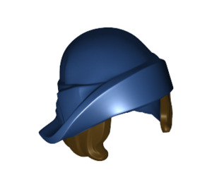 LEGO Dark Blue Hat with Folded Brim and Dark Brown Bob Cut Hair (28271 / 39562)