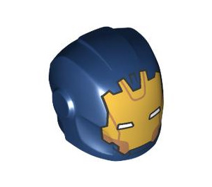 LEGO Ciemny niebieski Kask z Gładki Przód z Iron Legion Gold Faceplate (28631)