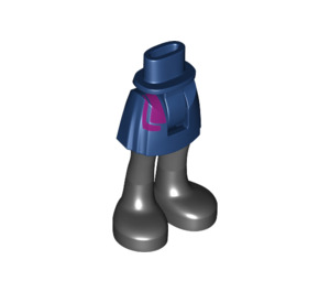 LEGO Dark Blue Hip with Basic Curved Skirt with Magenta Scarf End and Black Boots with Thick Hinge (35614)