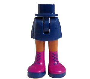 LEGO Dark Blue Hip with Basic Curved Skirt with Purple Shoes with Thick Hinge (2241)