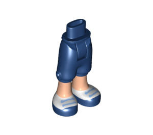 LEGO Blu scuro Fianco con Lungo Pantaloncini con Chiaro Carne Gambe e Bianco Calcio Shoes (18353 / 92819)