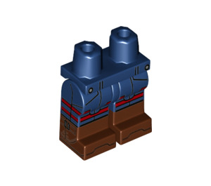 LEGO Donkerblauw Heupen en benen met Reddish Bruin Boots met Knoppen en Rood Strepen (3815)