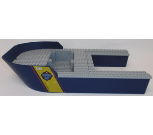 LEGO Dark Blue Hull 20 x 40 x 7 with Medium Stone Gray Top with '66', Hammer Shark Head (Both Sides) Sticker (20033)