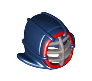 LEGO Donkerblauw Kendo Helm met Zilver Rooster en Donkerrood Trim (25263 / 98130)