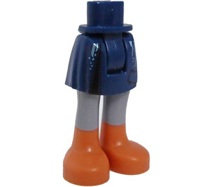 LEGO Dark Blue Minidoll Hip with Curved Skirt with Medium Stone Gray and Flesh Boots (Thick Hinge) (35614)