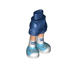 LEGO Blu scuro Minidoll Fianco con Rolled Su Pantaloncini con Blu Shoes con Bianco Laces (cerniera spessa) (35556 / 35557)