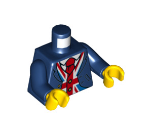 LEGO Mörkblå Minifigur Kropp med Jacka, Väst med UK Flagga och Tie (973 / 76382)