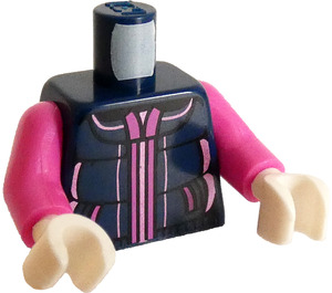 LEGO Azul oscuro Minifigura Torso con Metallic Rosa Zipper, Dark Rosa Brazos y Blanco Manos (973)