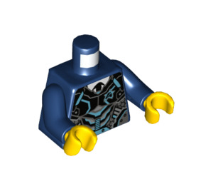LEGO Dark Blue Minifig Torso with Silver and Medium Azure Body Armor with Ultra Agents Logo, Black Tie (973 / 76382)
