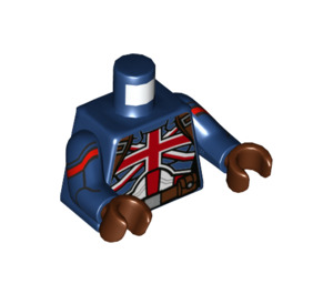 LEGO Tummansininen Pienoishahmo Vartalo jossa Union Jack Lippu ja Harness (973)